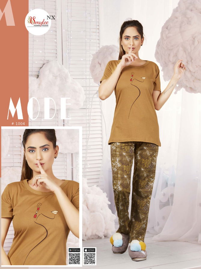 Smylee Moda Latest Fancy Designer Procian Discharge Print Sinker Hosiery Night Suits Collection